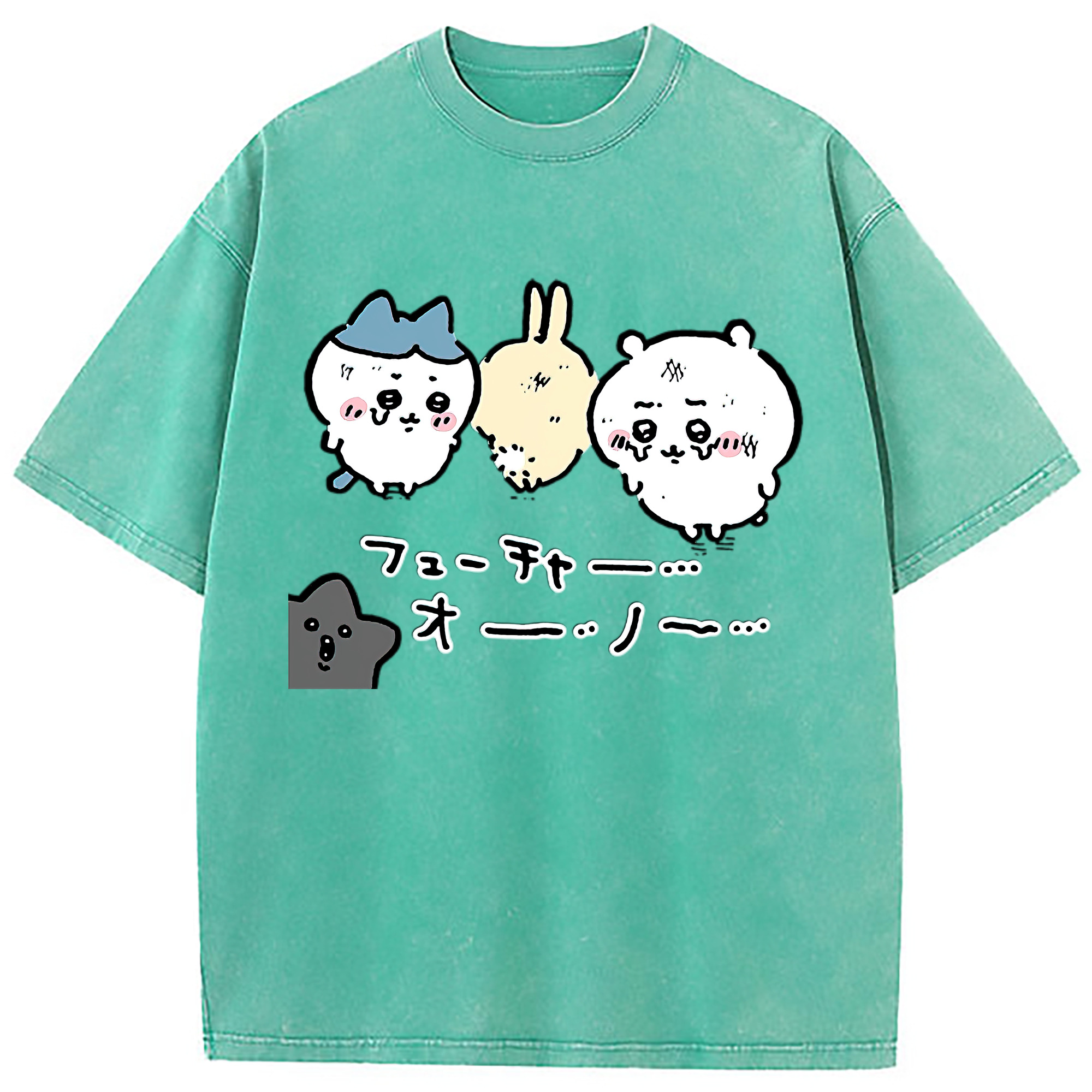（画像用） ちいかわ ハチワレ Chii-kawa hachiware 綿100% ヴィンテージ風 半袖Tシャツ（フロントプリント）